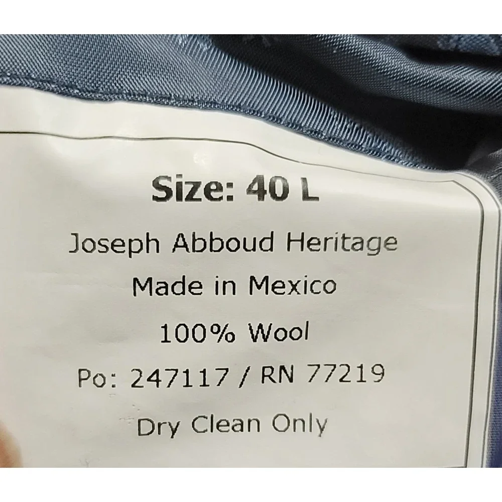 Joseph Abboud Heritage Men's Blue Angelico Fabric 2‎ Button Blazer Size 40 Long